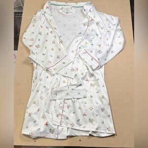 Pip Studio Floral Print Satin Robe - White with Multicolor Blossoms Medium